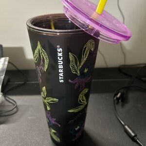 Starbucks Black Tumbler with Purple and Yellow Accents